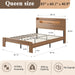Wooden Queen Bed Frame with Storage Headboard, Farmhouse Platform