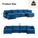 U-Shaped Sectional Sofa Set, Indoor Furniture Convertible Modular Corduroy Sectional Sofa Set with 2 Ottomans for Living Room, Navy