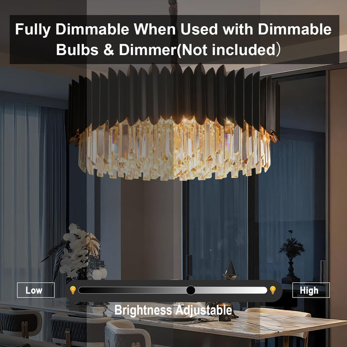 Premium Elegant Black 24 Inches Crystal Chandeliers