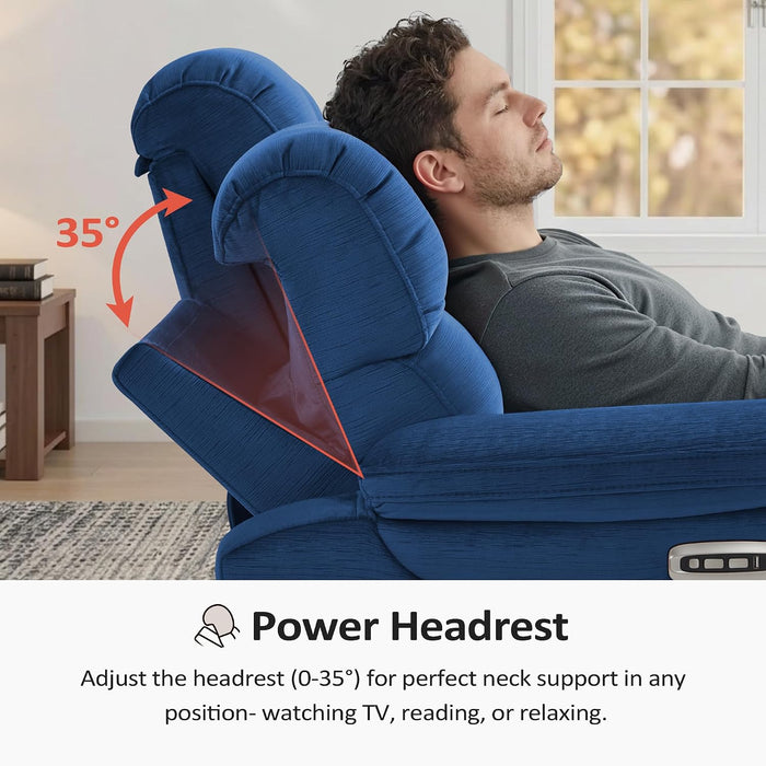 Zero Wall Hugger Power Recliner Chair for Adult ST257 (Navy Blue)