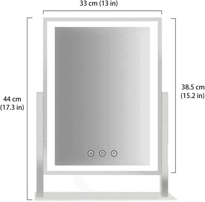 Lighted Makeup Mirror, Hollywood Vanity Mirror with Lights, Three Color Lighting Modes, and 5X Magnification Mirror, Smart Touch Control, 360°Rotation (17.3In,White,Gift Box)