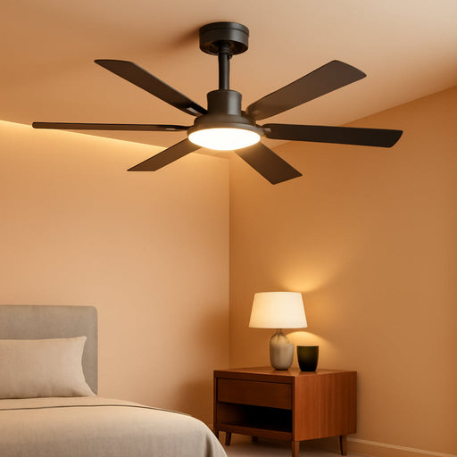 52Inch Black Ceiling Fan With DimmableLED MemoryFunction