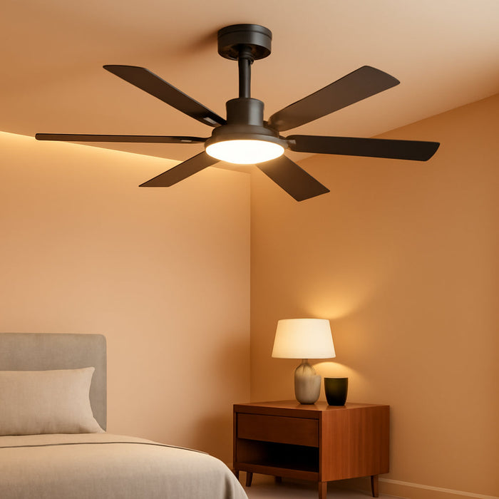 52Inch Black Ceiling Fan With DimmableLED MemoryFunction