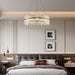 Gold Modern Crystal Led Chandelier,Round Drum Chandelier over Table | 23.6" Dimmable Led Golden Luxury Chandelier,K9 Crystals Height Adjustable Chandelier for Dining Room Living Room Bedroom