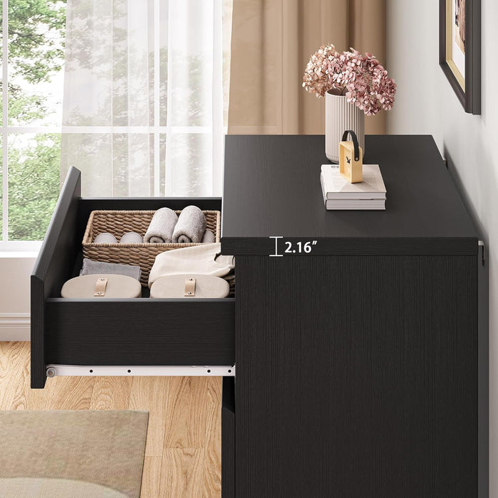 4 Drawer Dresser for Bedroom, Black Dresser Chest of Drawers - Large Wood Dressers TV Stand with Deep Drawers Dressers for Living Room, Hallway, Entryway - Black