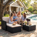 Patio Sofa,4 Pieces Outdoor Furniture Set,Wicker Sectional Couch