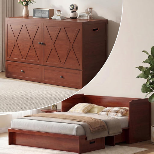 DeepMaroonShade Queen Murphy Bed Easy Assembly System