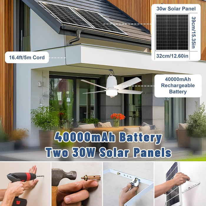 Solar Outdoor Ceiling Fan 31 LED Dimming System