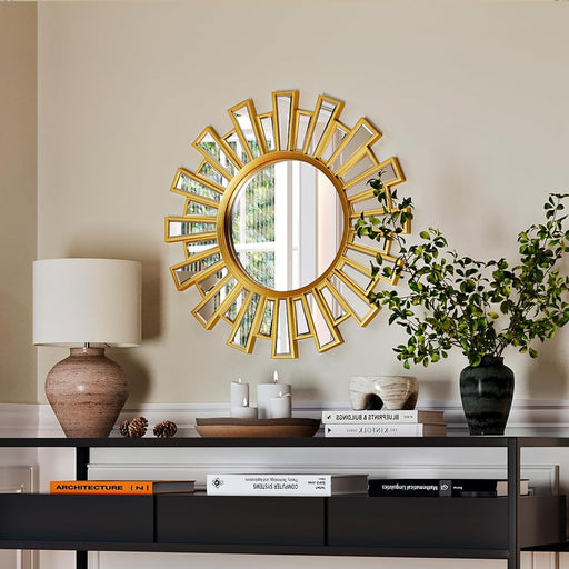 Sunburst Mirror Gold TwentyFourInchDiameter Wall Decor
