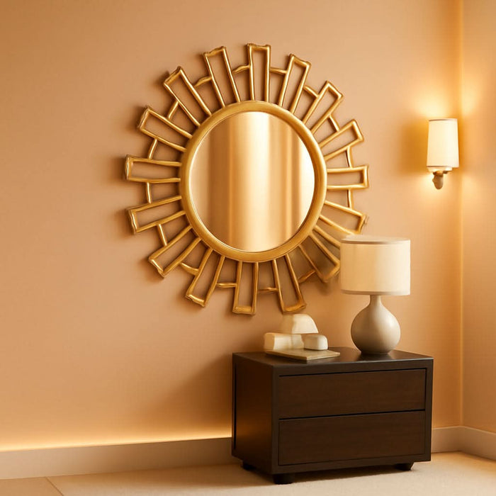 Sunburst Mirror Gold TwentyFourInchDiameter Wall Decor