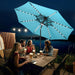 2 Tiers 9Ft Solar Light Patio Umbrella, 40 LED Lights Outdoor Umbrella with Centre Surround Light, Table Market Umbrella for Deck, Pool, Porch, Backyard, Garden (Aqua Blue)