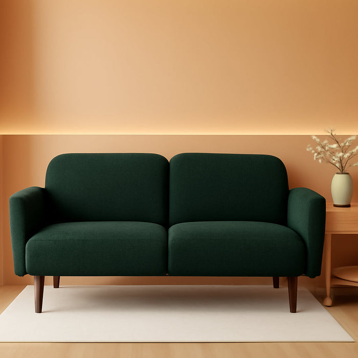 77" Mid Century Modern Boucle Loveseat Sofa, Couch, Convertible Sofa Sleeper Bed W/Real Wood, Removable Armrest - Evergreen