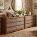 Fluted 6 Drawer Wood Dresser,Farmhouse Chest for Bedroom Entryway,Walnut