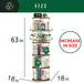 5Tier Rotating Bookshelf, 360 ° Display Stackable Spinning Bookshelf Tower,Round Space Saving Tall Floor Standing Swivel Bookcase Corner Storage Organizer for Bedroom/Living Room/Office，Gold