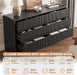 55" Wide Modern Curved 6 Drawer Dresser，Black
