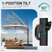10×10FT Solar LED Cantilever Umbrella with Base Included, Double-Top Outdoor Patio Offset with 360 Degree Rotation, round Offset Hanging Umbrella for Garden Deck Pool, Light Grey