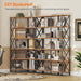 Corner Bookshelf, 6-Tier L-Shaped Bookcase, Industrial Open Display Shelf Tall Storage Organizer, Vertical Storage Rack, for Living Room, Home Office, Rustic Brown and Black BF61SJ01