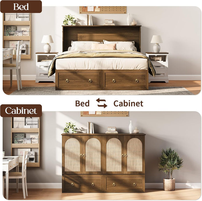 Queen Murphy Platform Bed With Integrated Charging