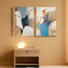 Abstract Colorful Pictures Painting Canvas - 2 Piece Khaki and Blue Abstract Modern Wall Art for Living Room Bedroom Office Wall Deocr(Abstract Painting