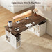 Farmhouse 55 Inch Electric Standing Desk with Storage, Walnut+White