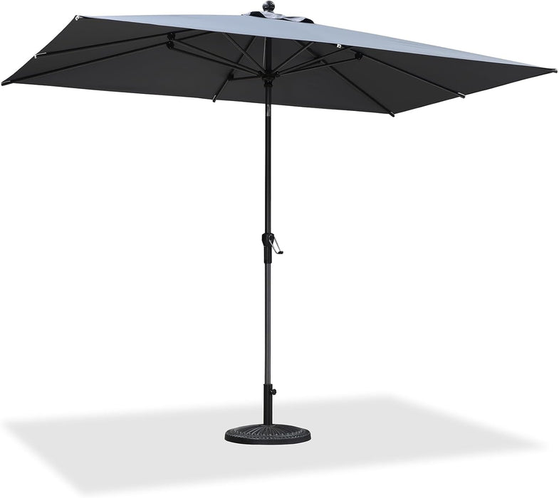 10' X 6.5' Rectangular Patio Umbrella Outdoor Table Umbrella Aluminum Frame Market Umbrella Sun Umbrella with 8 Sturdy Ribs & Tilt for Garden Deck Lawn & Pool Light Gray