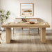 63 Inches Farmhouse Dining Table for 6, Modern Kitchen Table with Fluted Line for Dining Room, Living Room, Natural