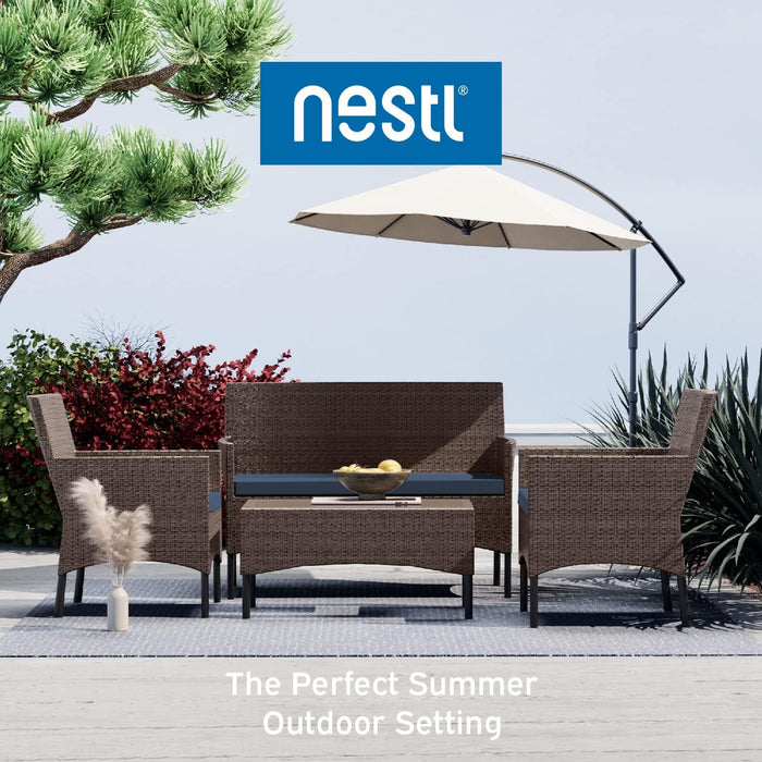 Outdoor Patio Sofa Set Navy Cushions Weatherproofing