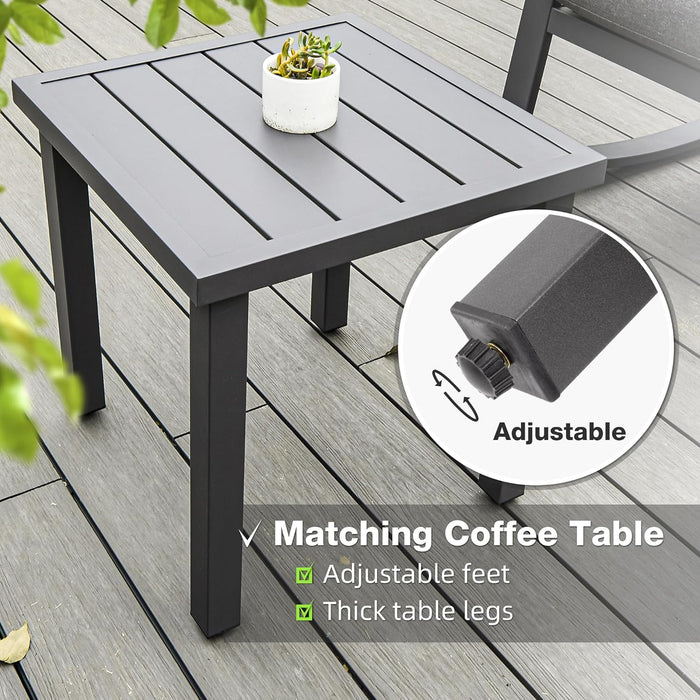 Patio Porch Furniture Set, Patio Outdoor Rocking Chairs Set of 2 with Coffee Table, 3 Piece Metal Outdoor Patio Furniture Set, Small Patio Bistro Conversation Set, Grey