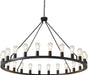 48-Inch Wagon Wheel Chandelier Black Outdoor Fixture