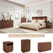 Walnut Dresser with 6 Drawers, 44.4" Tall Modern Chest of Drawers with Thickened Curved Profile Design, Wooden Dresser Organizer for Bedroom, Living Room, Hallway