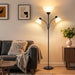 Torchiere Floor Lamps for Living Room,72" Dimmable Lamp with 2 Adjustable Reading Lights for Bedroom, Black Tall Standing Room Lamp, 3 Bulbs Included