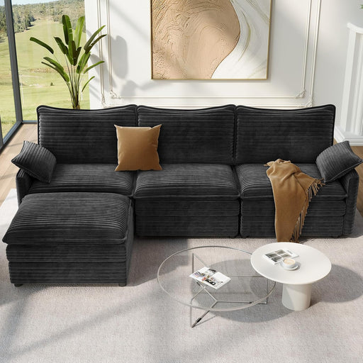 108 Inch CharcoalGray Modular Sectional Sofa Ottoman