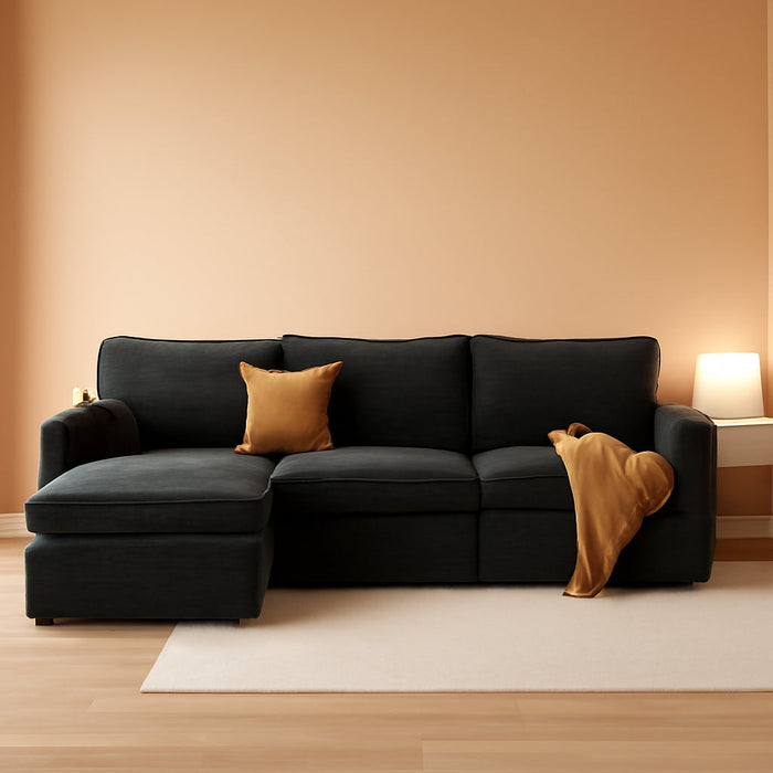 108 Inch CharcoalGray Modular Sectional Sofa Ottoman