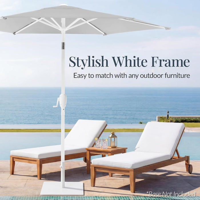 Best Choice Products 7.5Ft Patio Umbrella White Pole, Outdoor Market Umbrella with Push Button Tilt and Crank Lift, Steel Pole Umbrella for Backyard Patio Garden Pool Outdoor Shade - Fog Gray