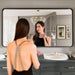 Black Metal Framed Bathroom Mirror for Wall, Large 55X30 Inch Rounded Rectangle Mirror, Matte Black Bathroom Vanity Mirror Farmhouse, Anti-Rust, Tempered Glass, Hangs Horizontally or Vertically