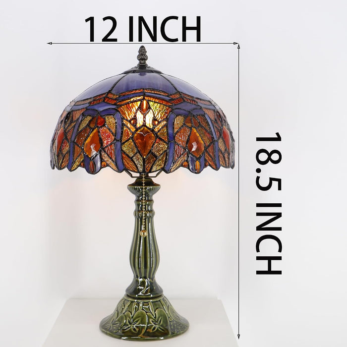 Tiffany Style Stained Glass Table Lamp 18.5 Inch - Purple Jewelry