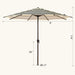 9Ft Outdoor Patio Umbrella, Push Button Tilt and Crank, 8 Ribs, Black & Cream Stripe