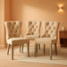 Leather Dining Chairs Set of 4, Upholstered Dining Chair with Nailhead Trim and Solid Wood Legs, Luxury Wingback Dining Side Chair for Living Room, Bedroom, Kitchen (Beige)