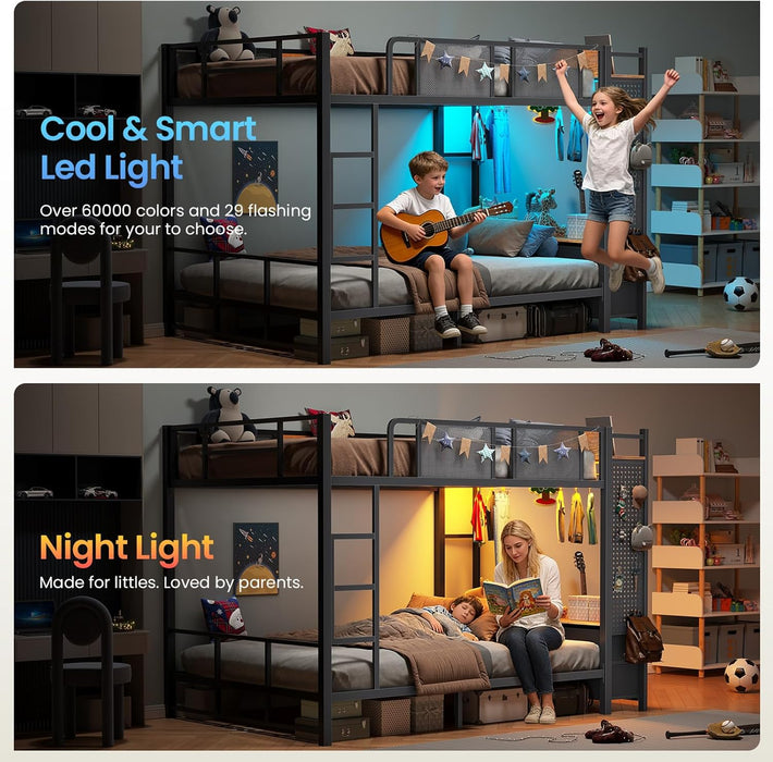 Rustic Brown UltraDurable FullOverFull Bunk Bed System