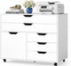Rolling File Cabinet Five Drawers White OrganizerPro
