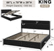 King Size Lift up Storage Bed Frame with Charging Station