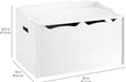 Kids Toy Box, Wooden Organizer Storage Chest,White, 30" X 18" X 19"