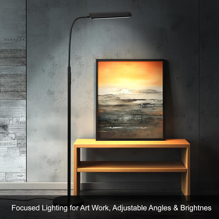 LED Floor Lamp with Remote, Dimmable Bright Reading Lamp for Crafts, Painting, Office & Bedroom, Adjustable Gooseneck Standing Light, 4 Color Temperatures, 1800LM, Touch Control, Black