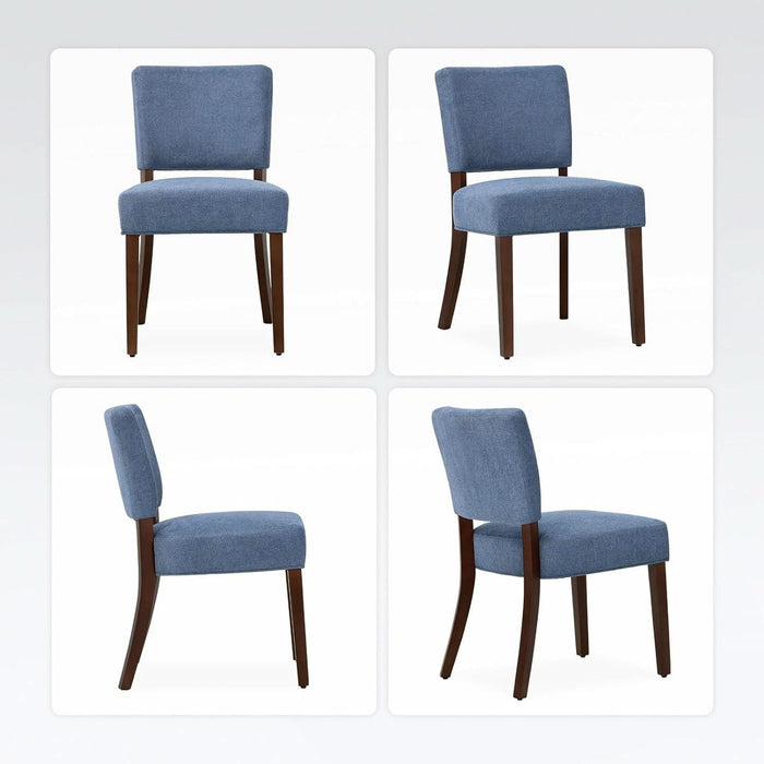 Upholstered Dining Chairs Set of 2, Fabric Kitchen Chairs with Padded Seat & Back, Solid Wood Legs, Modern Simple Dining Room Chairs for Kitchen, Dining Room, Living Room, Blue