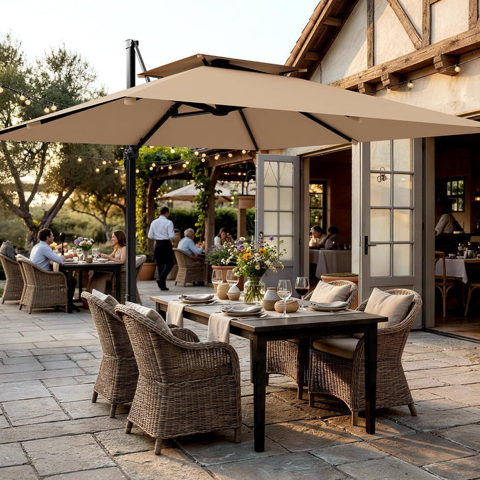 11×11 FT Double-Top Cantilever Patio Umbrella, Beige