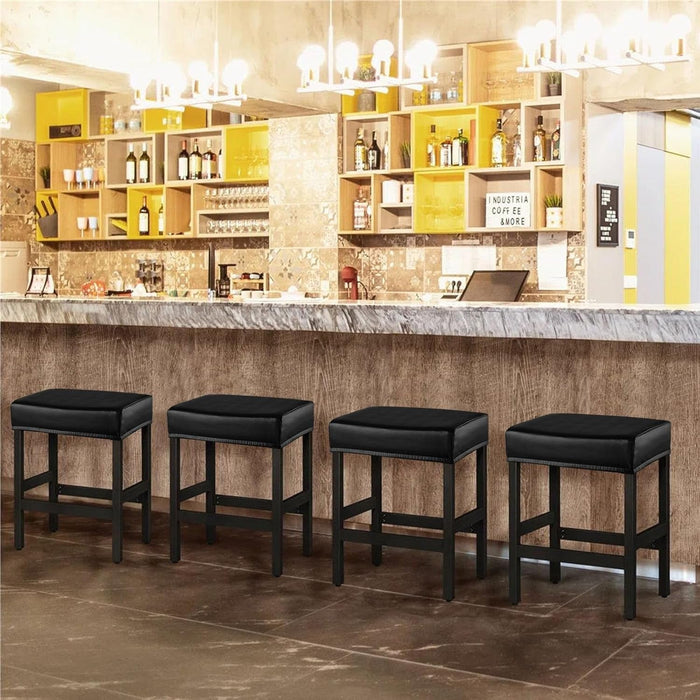 Stool Covers Rectangle - 4 Pack Stretch Oilproof Waterproof PU High Chair Cover Vanity Stool Cover Pub Counter Bar Stool Covers Saddle Seat Cover with Elastic Bands