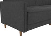 Black Faux Leather Futon Sofa Bed: Modern, Button-Tufted