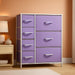Dresser with 7 Drawers - Furniture Storage Chest for Kid’S, Teens, Bedroom, Nursery, Playroom, Clothes, Toys - Steel Frame, Wood Top, Tie-Dye Fabric Bins (7-Drawer, Pastel Purple)
