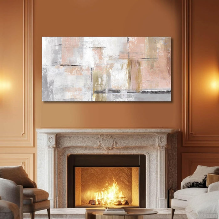 Canvas Art Gold Wall Decor for Girl Pink Pictures for Living Room Wall Decoration Abstract Wall Art White Modern Painting Pictures 20"X40"