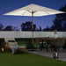 9Ft Deep Square Solar Powered LED Lighted Patio Umbrella W/Woodgrain Pattern, Uv-Resistant Fabric, Hand Crank - Ivory